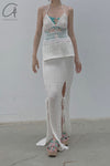 SWAYING/KNIT Japanese paper furry maxi skirt SW22SSB22 white